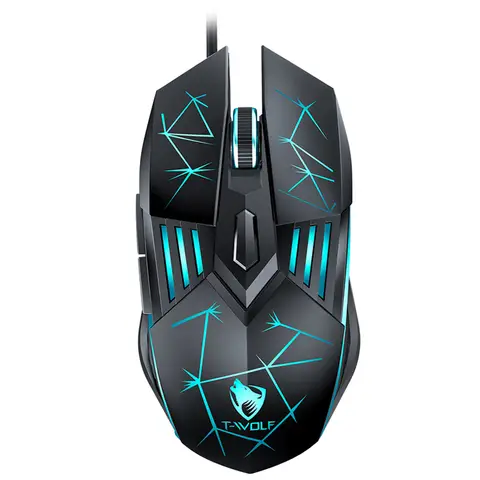 Rexsun Kabelgebundene Gaming-Maus – 6D-Tasten, 4-farbige LED-Beleuchtung, einstellbare DPI 1200–3600, ergonomisches Design, USB-Anschluss, kompatibel mit Windows & Mac, Schwarz, G560