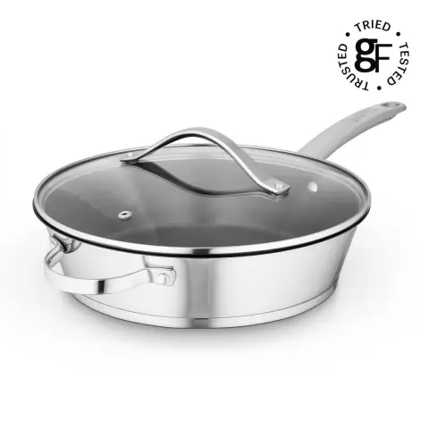 Good Food by Tower 28cm Multi-Pan with Lid, Induction Compatible and Oven Safe, Stainless Steel