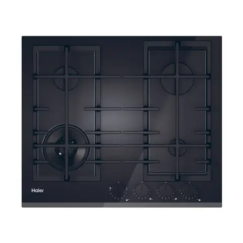Haier HAVG6BF4TBPB Series 4 60cm Gas on Glass Hob with Preci Flame - Black
