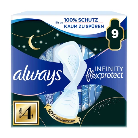 Always FlexProtect Sanitary Towels Night with Wings Unscented Size 4 9 Pads