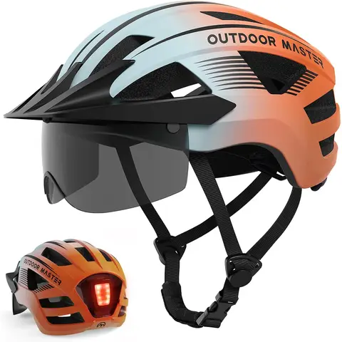 OutdoorMaster Cycling Helmet RhinoUrban With Goggles&Light Blue-Orange Gradient M 54-58cm