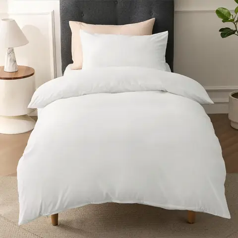 Bedsure Duvet Cover Set - Solid UK White - 135x200cm (1 Piece) + 50x75cm (1 Piece) - 100% Polyester