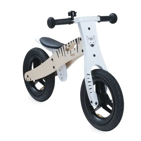 Hauck Wooden Balance Bike Balance N Ride with Air Tires & Adjustable Seat (from 18 Months) - Zebra
