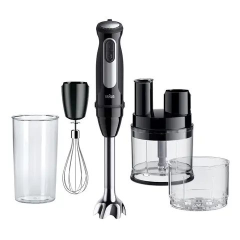 Braun MultiQuick 5 Pro Hand Blender - 1000W with Mini Food Processor, Metal Whisk & 500ml Beaker, PowerBell Plus Technology, 25 Speed Wheel & Turbo, EasyClick System Plus, MQ55755M