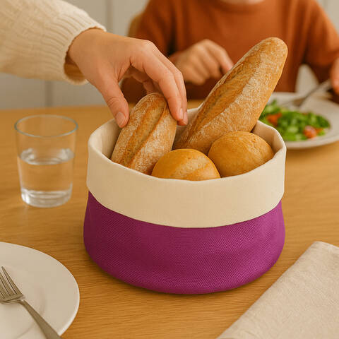 Essentials by Premier Purple And Cream Rounded Bread Basket