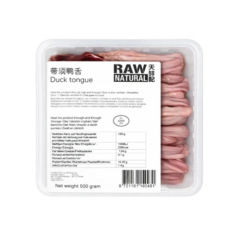 【Produits à base de canard】 Raw Naturals Langues de canard (avec moustache) 500 g