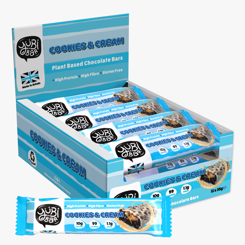 YuBi Bar Protein Nutrition Bar Protein Bars Cookies & Cream Flavour - 12 x 35g