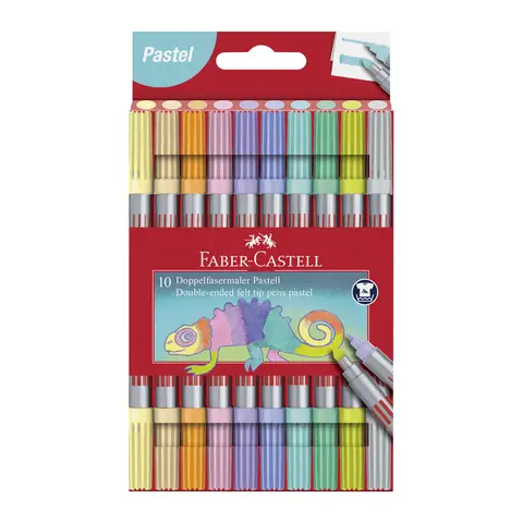 Faber-Castell Double-Ended Fibre-Tip Pen Set, Assorted Pastel Colours, Box of 10