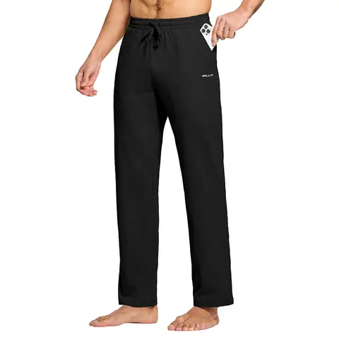 Willit Men's Sweatpants Yoga Cotton Pants Athletic Loose Running Pants with Pockets Black M