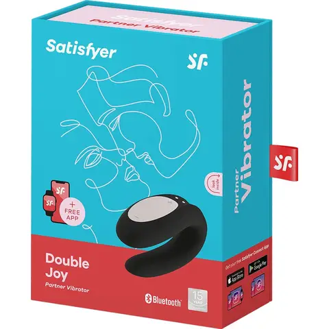 Satisfyer ‘Double Joy Connect App’ koppels vibrator 9 cm | Krachtige seksspeeltjes voor koppels | Meerdere trilmodes via app | Seksspeeltje met clitorisstimulatie | Zwart