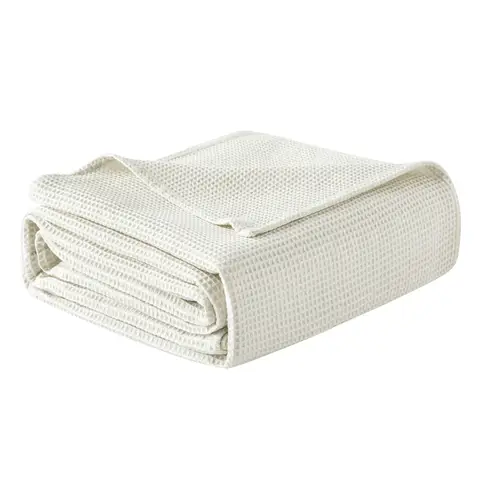 WOLTU Tagesdecke 220x240 cm, 100% Baumwollsteppdecke, Waffeldecke für Schlafzimmer, Wohnzimmer, Sofabezug, Creme