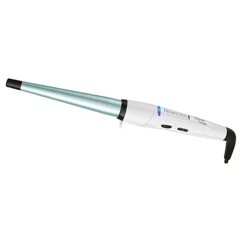 Remington Shine Therapy Curling Wand, 13–25mm Ceramic Barrel Infused with Moroccan Argan Oil, Curler for Shiny Curls & Waves, Fast Heat-Up, Up to 230°C, Cool Touch Tip, White and Teal, CI53W