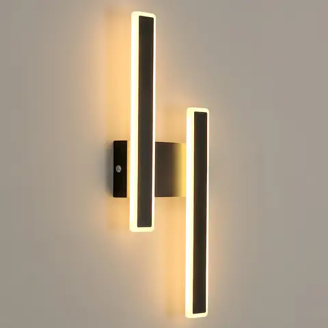 Goeco Moderne LED-Wandleuchte Linienform 3000K Warmweiß für Schlafzimmer Wohnzimmer Flur Eingang Schwarz