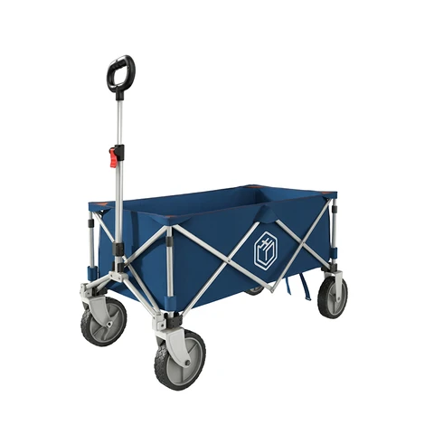 ochama Tragbarer Outdoor-Campingwagen Bollerwagen- Robuster Faltbarer Nutzwagen für Camping, Picknick, Strand, Garten und Reisen - Zusammenklappbarer Lagerwagen mit 127L großer Kapazität, 200kg Traglast - Blau