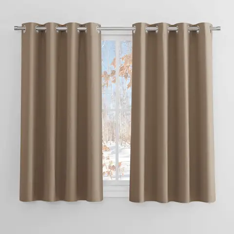 PONY DANCE Blackout Curtains with Eyelet, 2 Panels W140 x L145 cm(W55 x L57 inch), Cappuccino