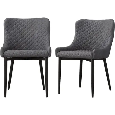 CLIPOP Dining Chairs Set of 2 Faux Leather Kitchen Chairs Leisure Accent Chairs with Wide Backrest and Metal Legs for Home Living Room Bedroom Lounge Reception 0146 grey 43*44*82.5 cm
