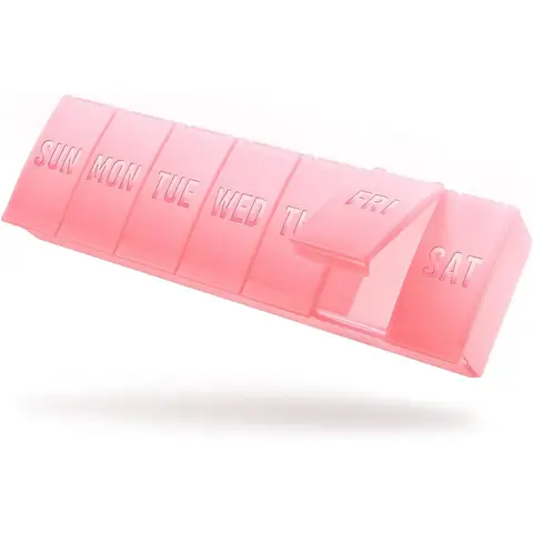 VVM 7-Day Pill Organizer, Weekly Medicine Pill Case, Pills Box for Travel，Suitable for Big Vitamin，Supplements，Fish Oil，Pink 1PCS