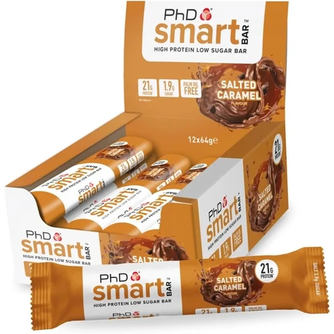 PhD Smart Protein Nutrition Bar Salted Caramel Flavour - 12 x 64g 