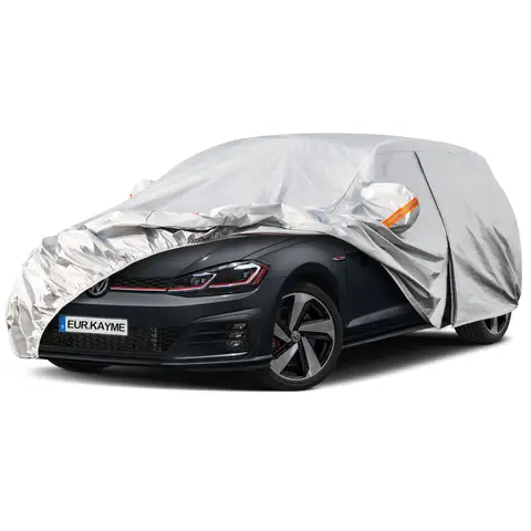 Kayme 6 Layers Hatchback Car Cover Waterproof Breathable, Outdoor Full Cover Rain Sun Dust All Weather Protection. Fit Ford Focus, VW Golf, Mercedes A Class, Opel Astra, etc. (415 To 450 cm) 2L