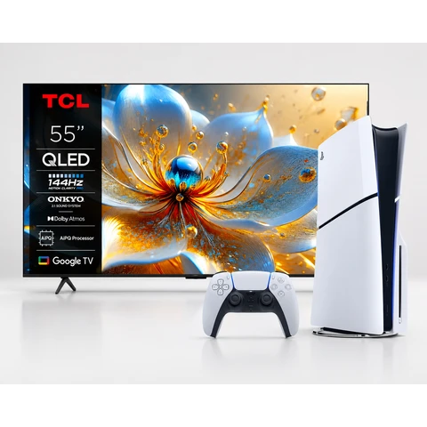 [Gaming-bundel] TCL 55T8C 55 inch 4K QLED 144Hz TV + Sony PlayStation 5 Slim Disc Edition 1 TB