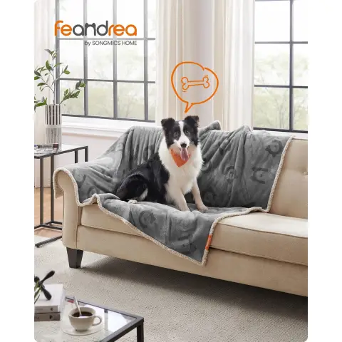 FEANDREA Wasserdicht Hundedecke 152x127cm XL Maschinenwaschbar Umkehrbar Grau