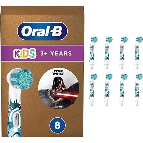 Oral-B Kinder-Elektrische Zahnbürstenköpfe, 8er-Pack, für Kinder ab 3 Jahren, Extra weiche Borsten, Star Wars, Briefkastenverpackung