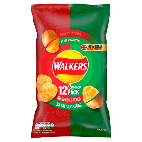 Walkers Ready Salted / Salt & Vinegar 12 x 25g