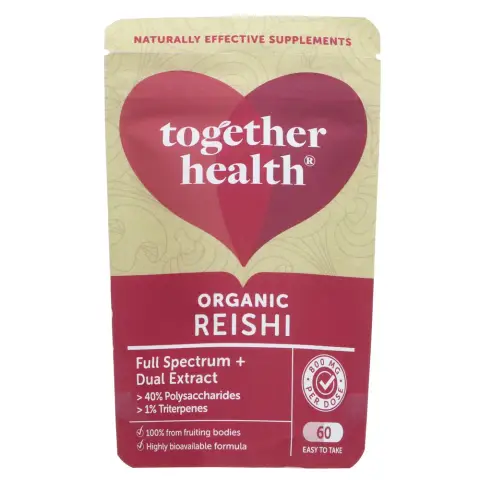 TOGETHER HEALTH - Organic Reishi 800mg - Dual Extract Fruiting Bodies - 60 CAPS