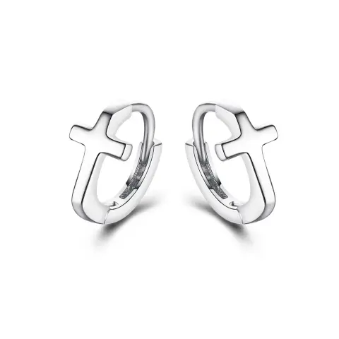 Ever Faith Simple Tiny Cross Earrings 925 Sterling Silver Minimalist Religious Cross Church Jewelry Gift for Women Girls