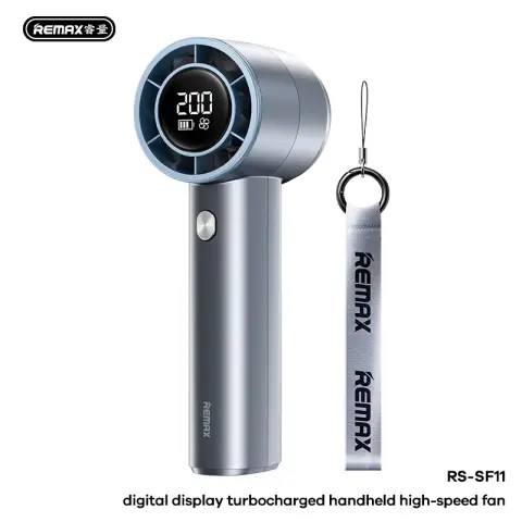 REMAX digital display turbocharged handheld high-speed fan Navy Blue