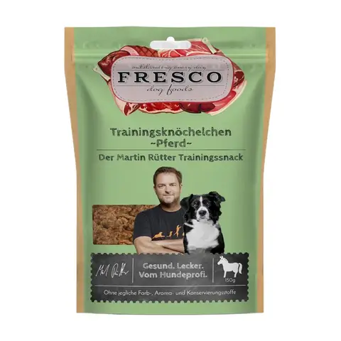 FRESCO Martin Rütter Trainingssnack Pferd Knöchelchen, 150g – Monoprotein, Getreidefrei, Hypoallergene Hundeleckerli