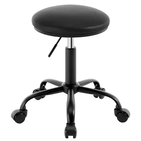EUGAD Höhenverstellbarer Bürostuhl, Drehhocker mit Rollen, Schminkstuhl für Schlafzimmer Studio Wohnzimmer Küche, 45.5-57.5 cm, PU, Schwarz, 0179BGY