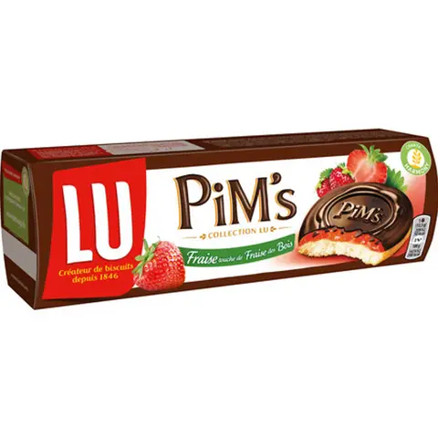 LU Biscuits génoises nappées à la fraise et au chocolat Pim's  150g