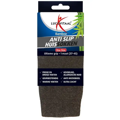 Lucovitaal antislip badslippers van bamboe – één maat - 1 paar