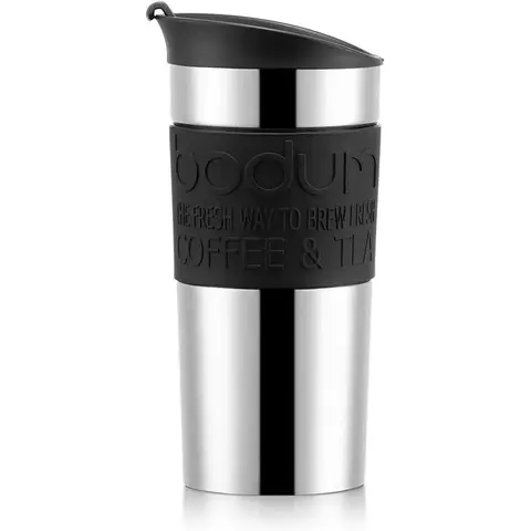 Bodum Vacuüm Reisbeker - 350 ml, Zilver en Zwart
