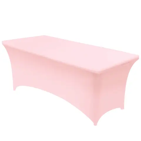 Spandex Table Cloth 1pc [6FT] Tight, Fitted, Washable and Wrinkle Resistant Stretch Rectangular Patio Table Cover for Event, Wedding, Banquet & Parties [183Lx76Wx76H] cm,Pink