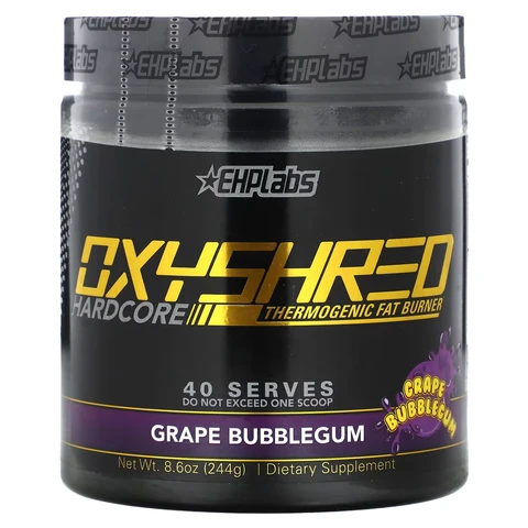 EHPlabs OxyShred Hardcore Thermogenic Daily Wellness Support Powder Grape Bubblegum Flavour - 248g