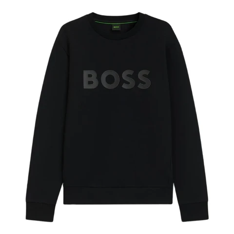 BOSS Stretch-cotton Sweatshirt with Sandwich Logo - Black