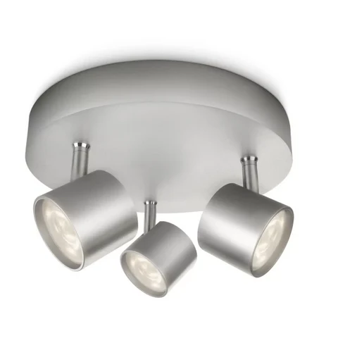 Philips Ceiling/Wall Spotlights Round Star 3 x Warm White 16.5W Brushed Aluminium