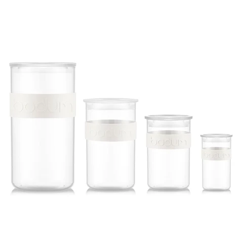 Bodum Presso Bocaux de conservation alimentaire blanc - 4 x 0,25 L / 3 x 0,6 L / 3 x 1 L / 2 x 2 L