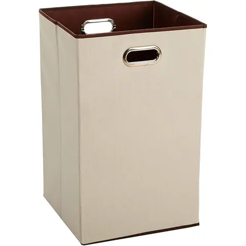 ANQI Rechteckiger faltbarer Wäschekorb, Beige, Braun