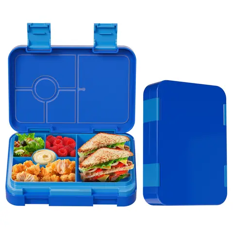 Meoky 5-Compartment Bento Lunch Box with Double Latches -Blue, New Year Sale , Top gift picks