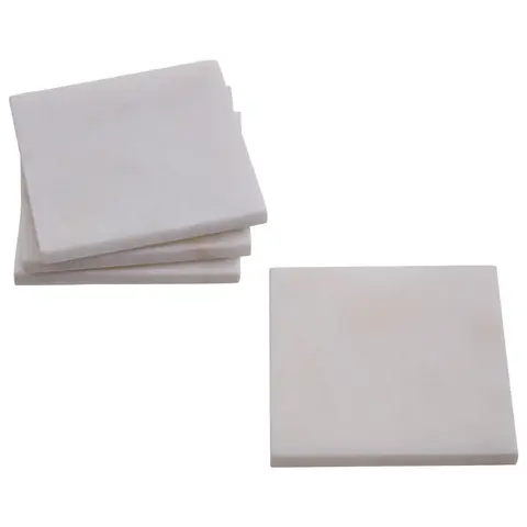 Maison by Premier Set of 4 White Marble Square Coasters, Durable Natural Stone Coasters For Home & Kitchen