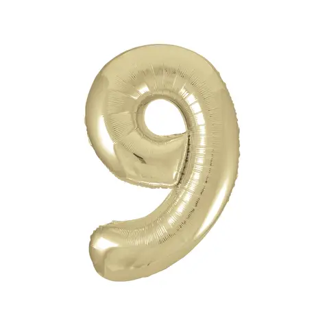 Unique Party Giant Number 9 Balloon, Gold, 86cm