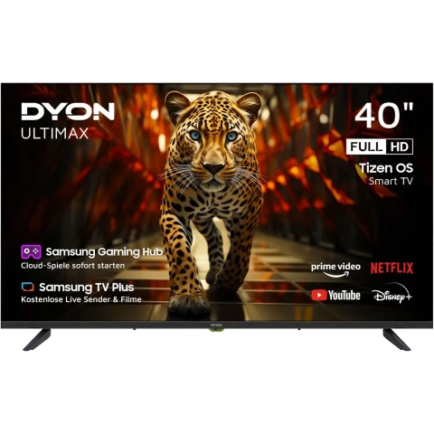 DYON ULTIMAX 40F-TI - 40-Zoll (100 cm) Full-HD-Smart-TV mit Samsung Tizen OS, Triple-Tuner (DVB-C/-S2/-T2), Samsung Smart & Gaming Hub, Prime Video, Netflix, Disney+ [2025] [Energieeffizienzklasse F]