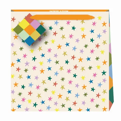 Raspberry Blossom Harlequin Stars Medium Gift Bag