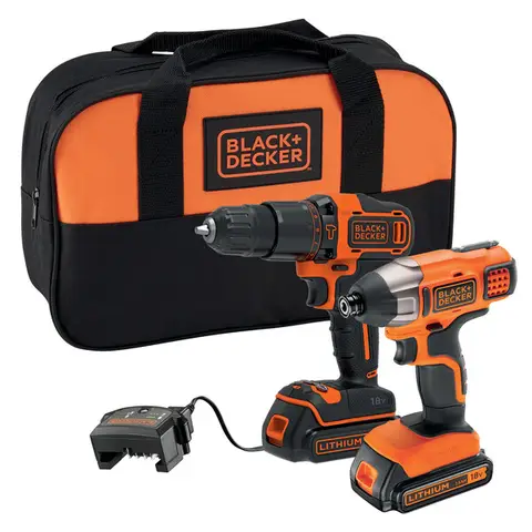 Black + Decker 18V Cordless 1.5AH Twin Pack with 2x Batteries