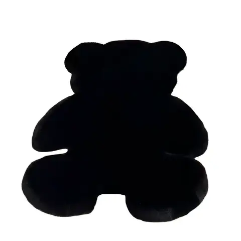 Soft Plush Faux Rabbit Fur Bear Rug, 70x90cm Non-Slip Shag Mat, Cute Black Accent Carpet for Kids Room, Nursery, Bedroom Decor