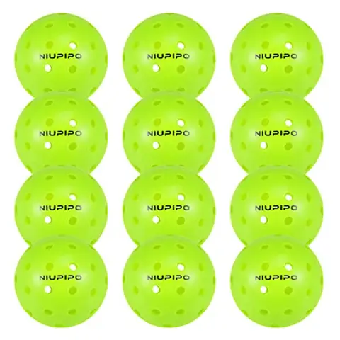NIUPIPO 12-Pack Outdoor Pickleball Set – High-Quality Durable Balls, 74mm Diameter, PE Material, Weather-Resistant, Perfect for Outdoor Sports