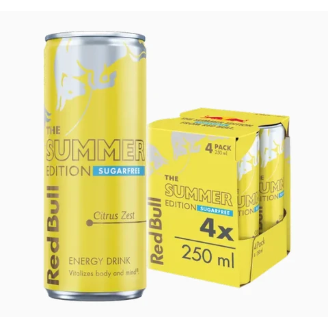 Red Bull Energy Drink Sugar Free Summer Edition Citrus Zest 4x250ml